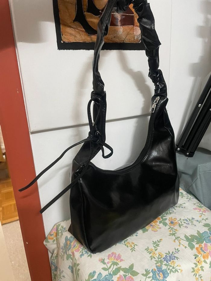 Sac à Épaule Plissé en Cuir Synthétique noir Doux pour Femme - photo numéro 7