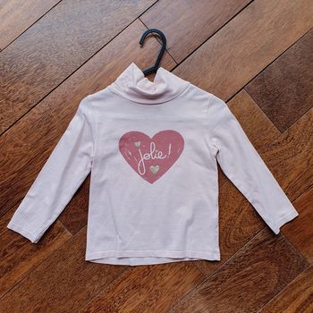 Col roulé rose coton fille 24 mois