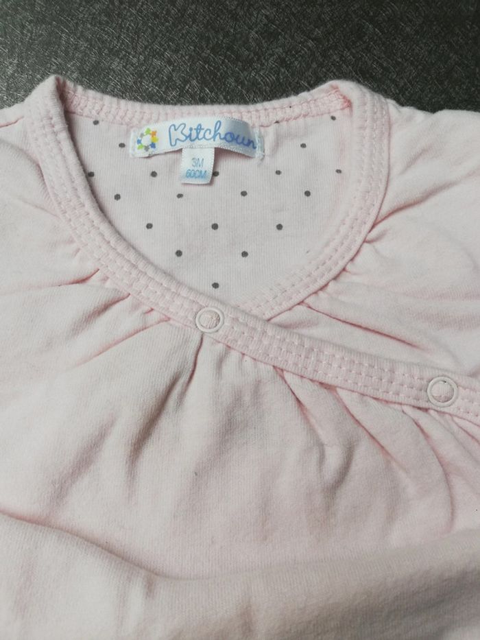 Cache cœur coton rose 3 mois fille kitchoun - photo numéro 3