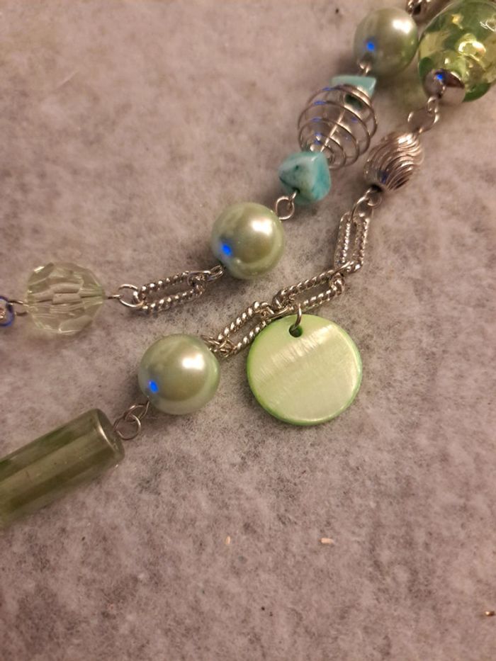 Collier long vert bleu turquoise - photo numéro 9