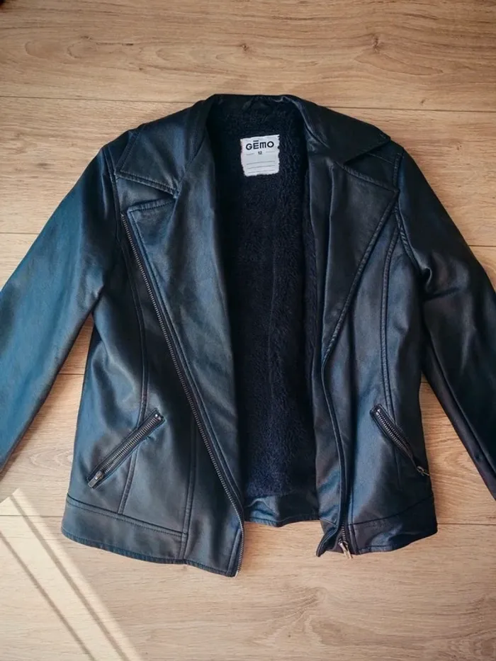 Veste Simili cuir gemo 12 ans  blouson zippé rock - photo numéro 2