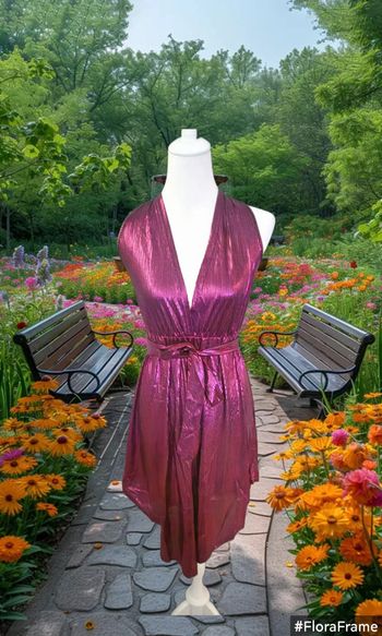 Robe satinee fushia brillante, Sans marque, taille S