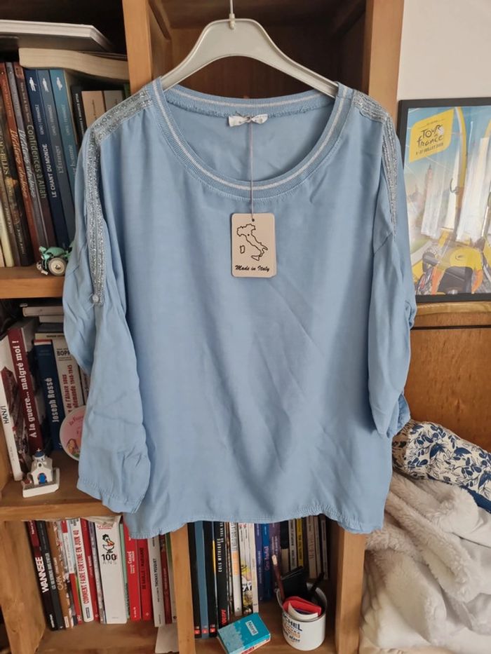 T shirt neuf manches longues viscose/ soie
