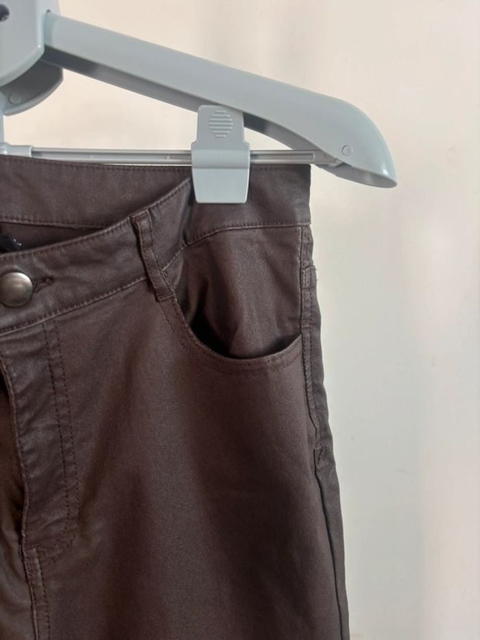 Pantalon coupe droite simili cuir calzedonia taille 38 marron - photo numéro 2
