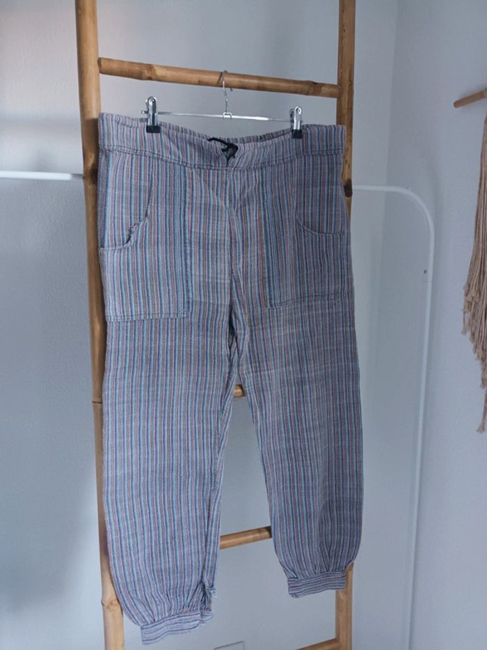 Pantalon sarouel en lin taille unique