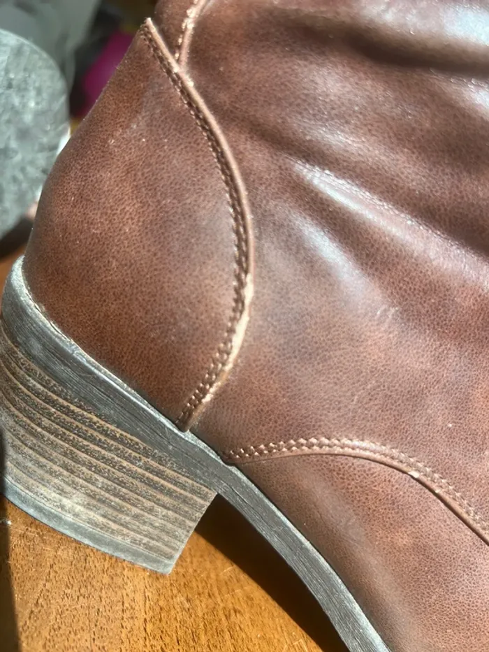 Bottine marron aspect cuir - photo numéro 7