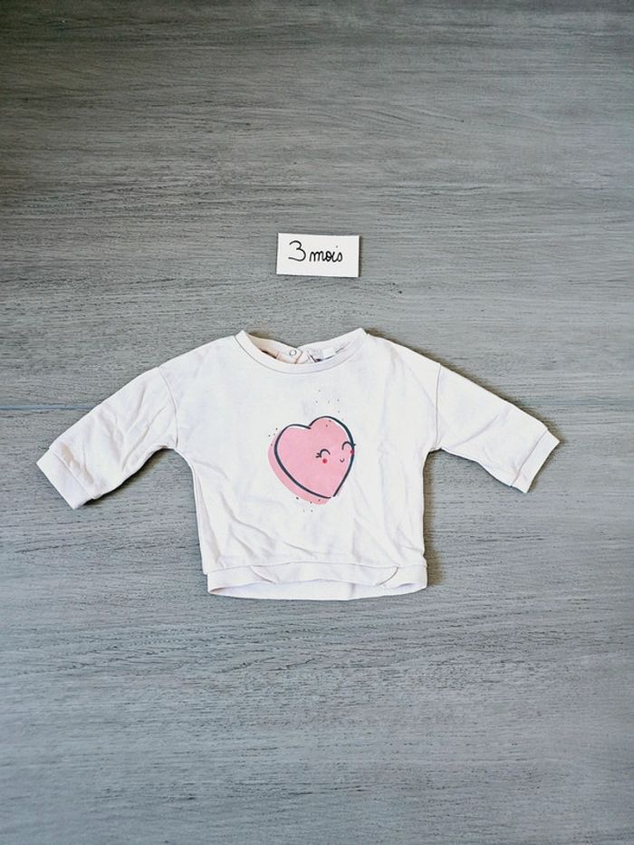 Pull sweat léger rose clair bébé fille 3 mois