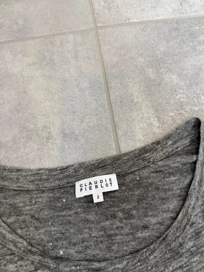 T-shirt Claudie Pierlot en lin longues manches taille 2 soit M parfait état - photo numéro 5