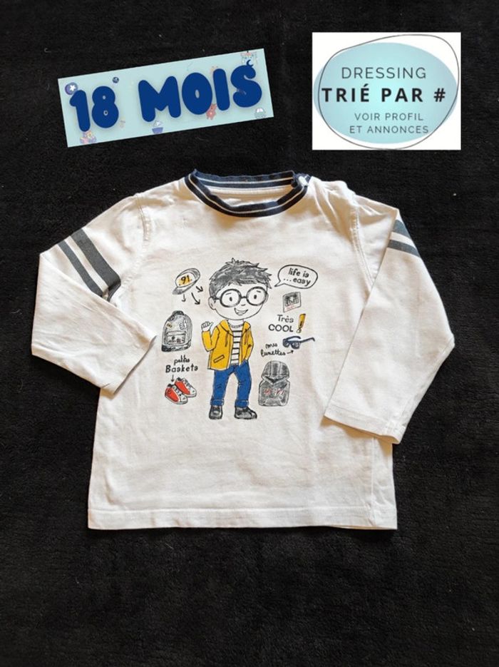 Tee shirt motif 18 mois manches longues