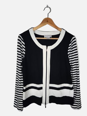 Gilet zippé Amy Vermont Rayé noir et blanc Taille 42 XL