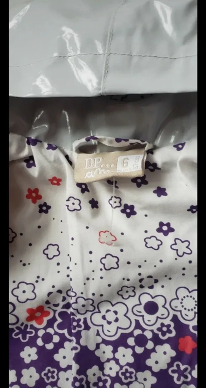 Imperméable ciré veste pluie fleurie automne mi saison deperlante bébé fille intemporel neuve - photo numéro 3