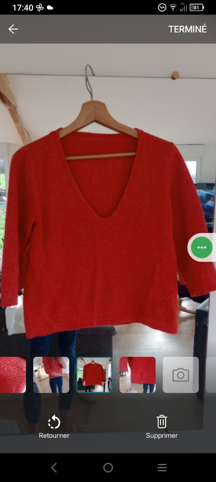 Pull femme 38 mailles fines rouges c76 - photo numéro 7