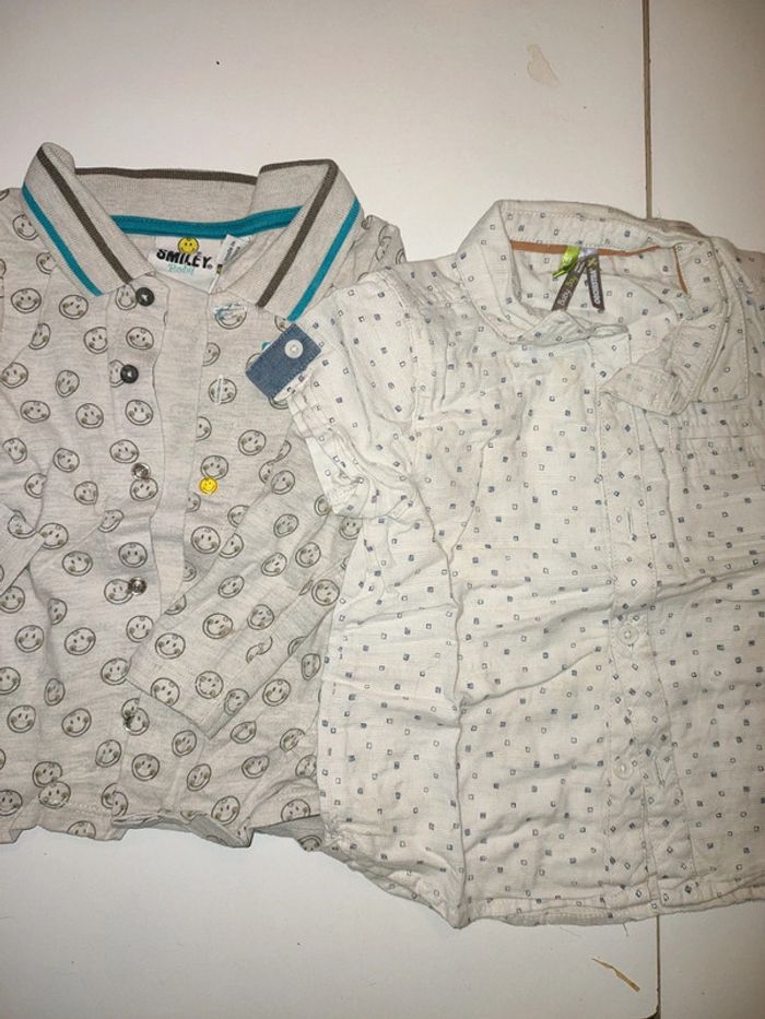 2 chemises. 1 longue et 1 courte 12 mois