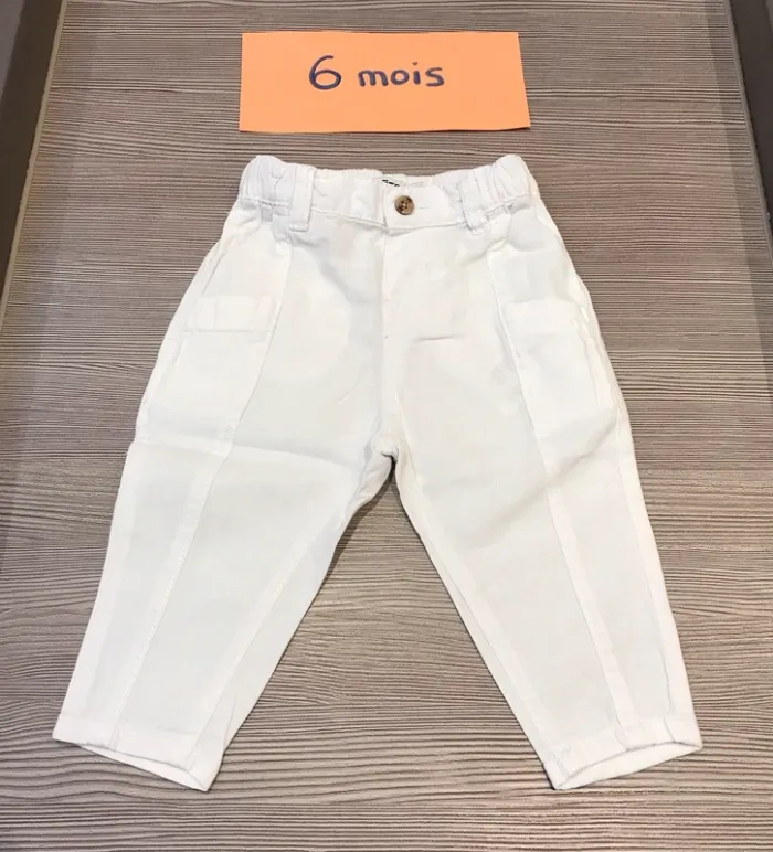 Pantalon lin blanc garçon 6 mois Gémo