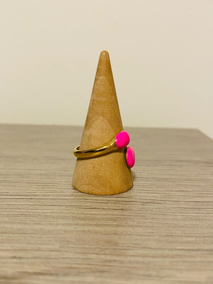 Bague ajustable doré gouttes rose acier inoxydable - photo numéro 4