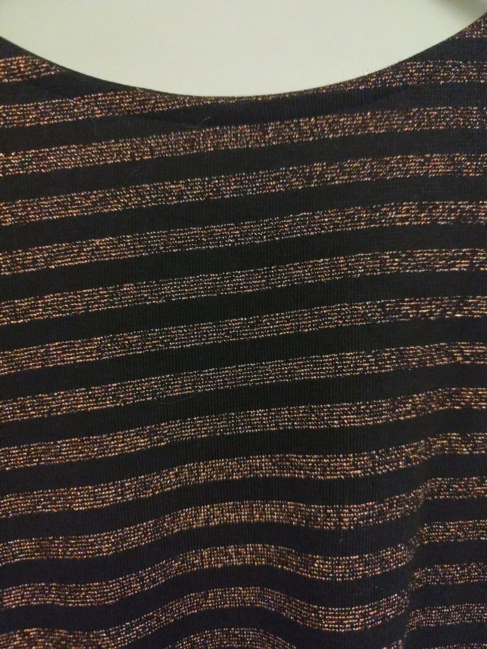 Pull noir à rayures métallisées cuivrées – Oversize - photo numéro 2