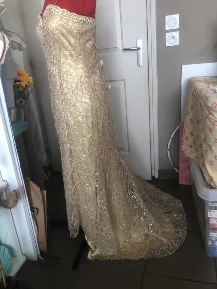 Robe de soirée couleur champagne crème T40 femme 👗 - photo numéro 5