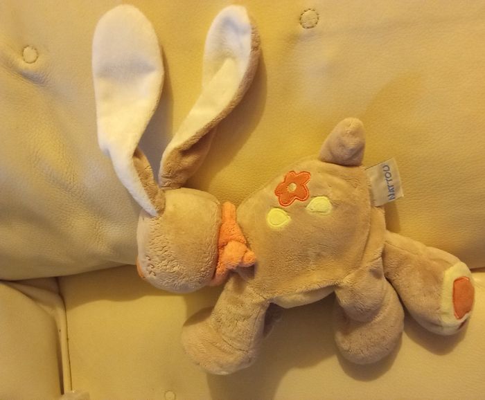 Doudou lapin jollymex Nattou beige marron clair vintage billes - photo numéro 7