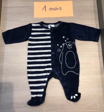 Pyjama velours garçon 1 mois Z Grain de blé