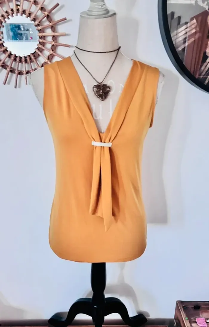 <3 Top cravate stye chemisier mourtarde taille 36 s #LH