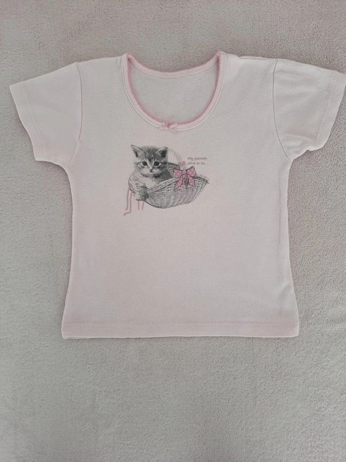 Chemisette 3 ans rose clair motif chaton