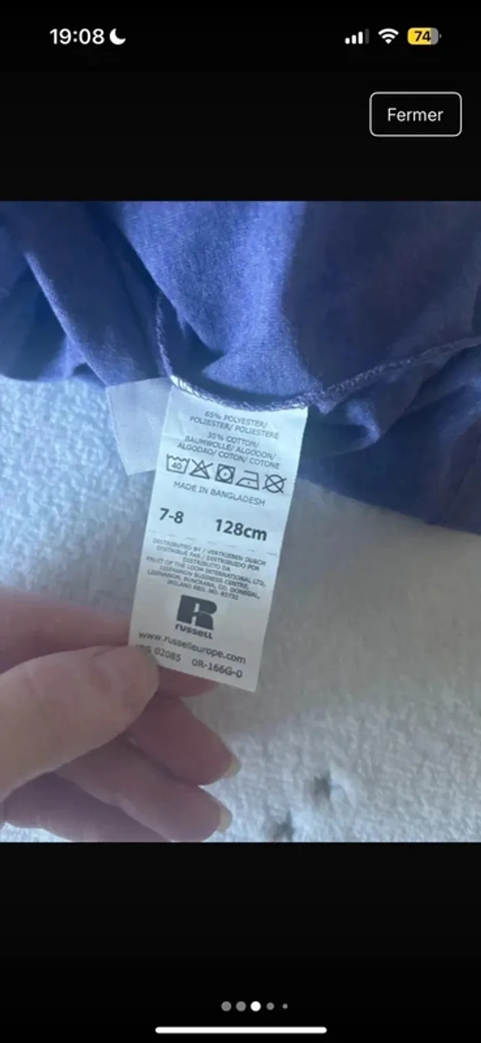 T-shirt manche courte 7/8 ans 128cm neuf - photo numéro 3