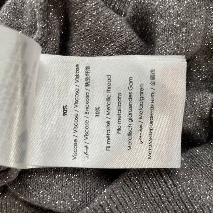 Gilet gris pailleté Bonobo Jeans Taille M fil métallisé décolleté V manches longues - photo numéro 10