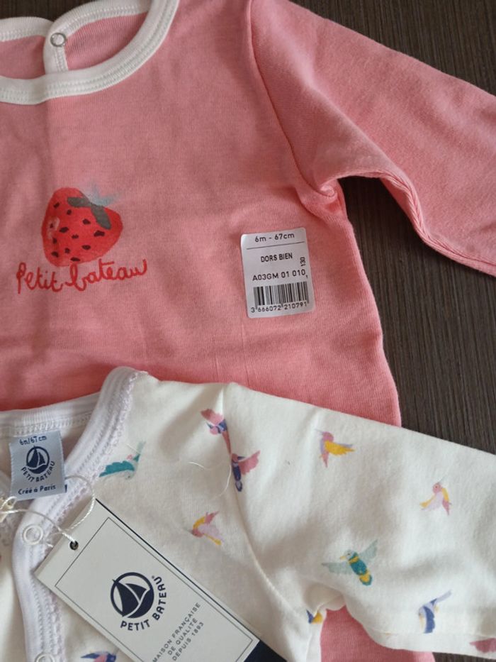 Lot de deux pyjamas fille petit bateau en coton 6 mois - photo numéro 4