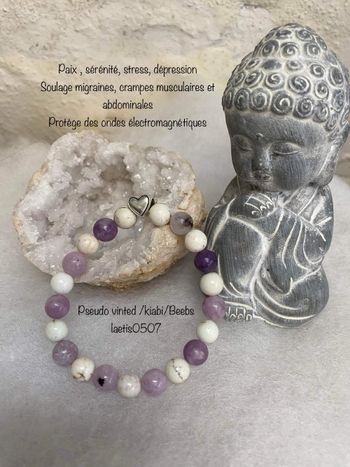 Bracelet en magnesite et Lepidolite, lithothérapie