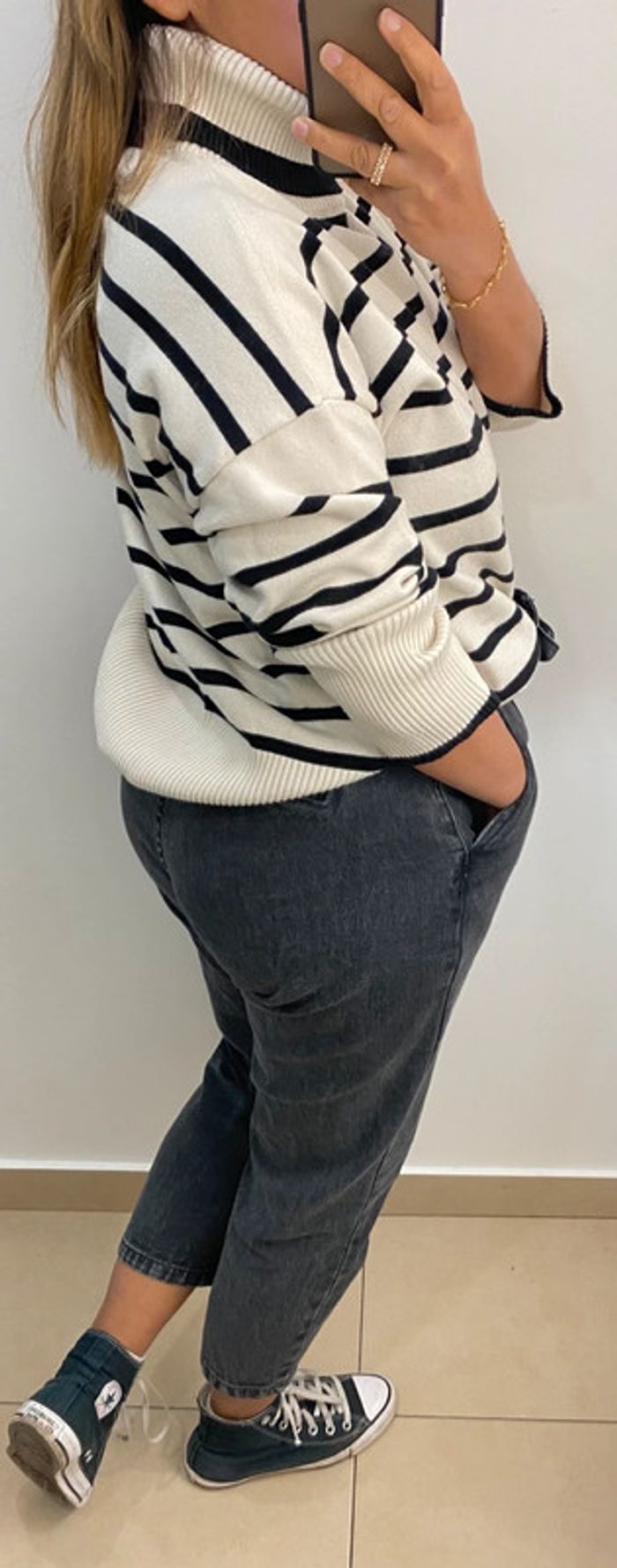 Superbe Pull Col Roulé Rayé Taille Unique - photo numéro 7