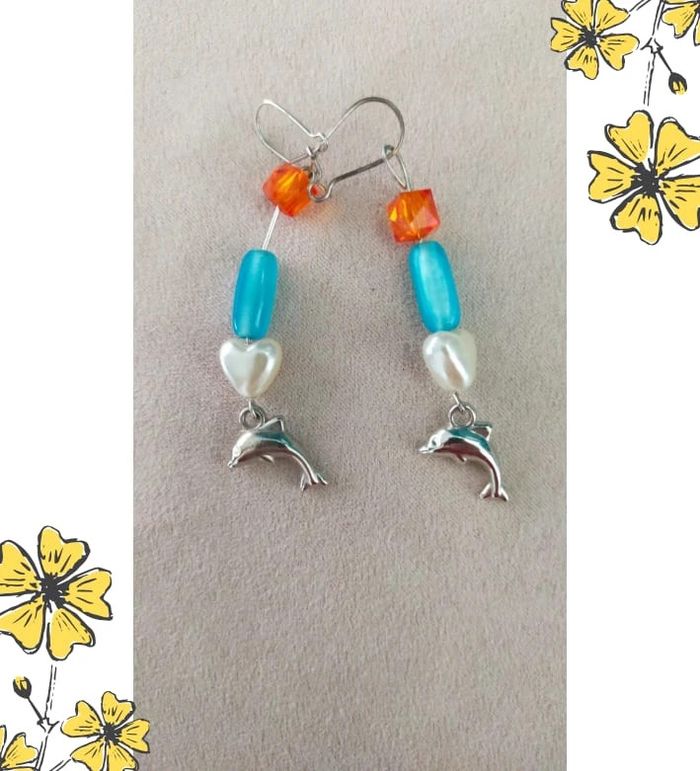 Boucles d’oreilles Dauphins en Fête – Collection Brume Bleue - photo numéro 4