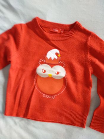 Pull de Noël hibou 2 ans