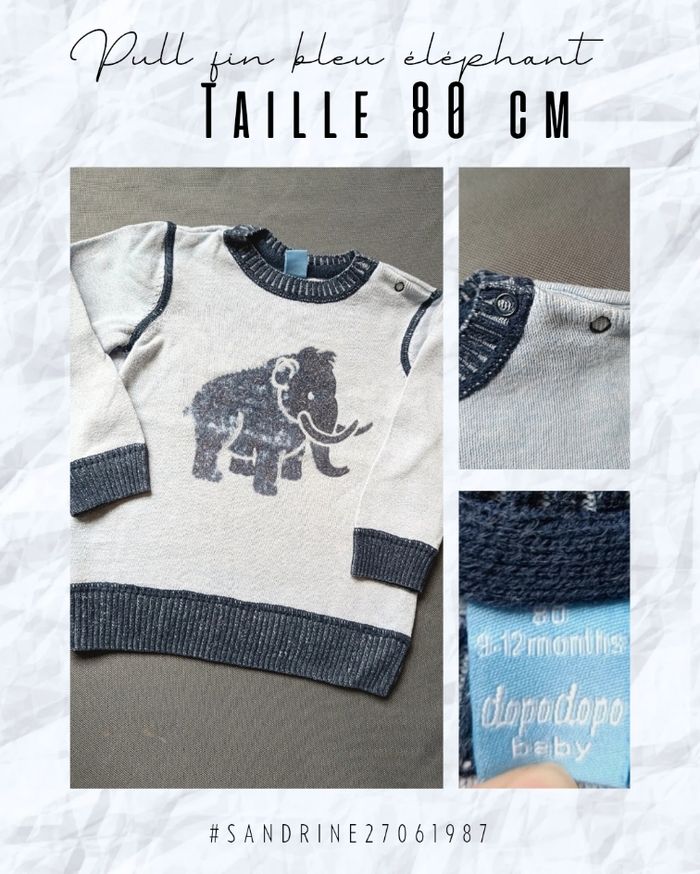Pull fin motif éléphant