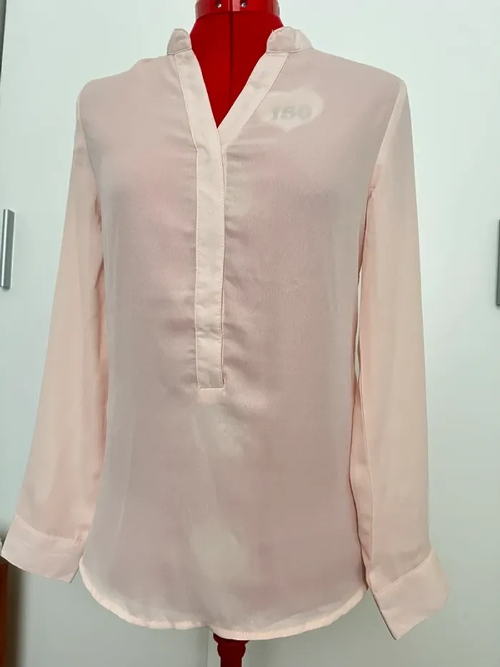 Blouse manches longues rose pale dos dentelle So Essential - photo numéro 2