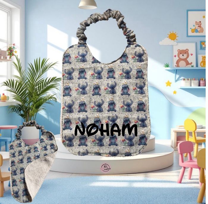 Bavoir maternelle Stitch personnalisé