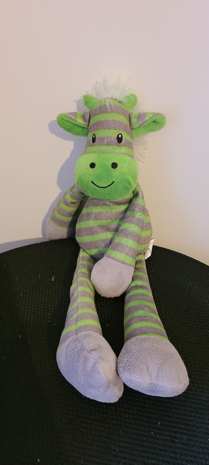 DOUDOU PELUCHE max & sax ANE CHEVAL VERT GRIS RAYE