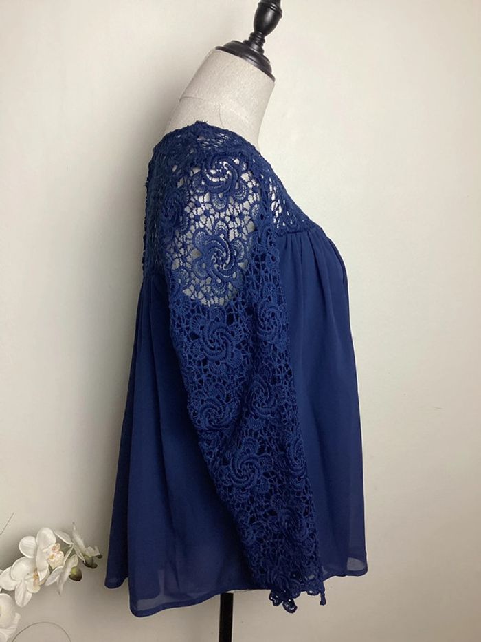 Blouse marine à dentelle Vintage Dressing TU - photo numéro 4