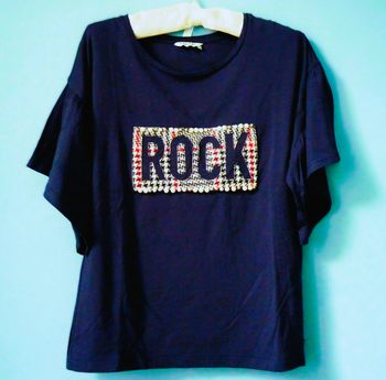 T-shirt Femme Kaporal S 36 Rock et perles bleu marine neuf