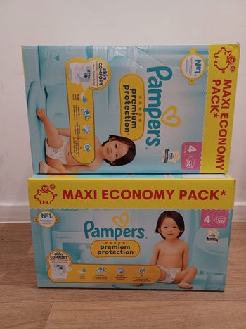 2 Cartons couches Pampers premium Taille 4 - Maxi-Ecopack - carton de 90 couches