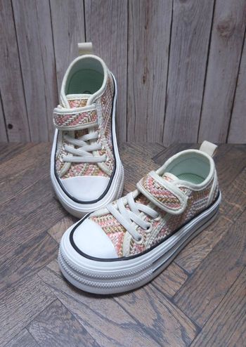 Baskets Fille Rose & Dorées - Style Tweed Chic - Neuves Taille 27