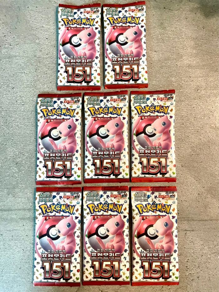 Cartes Pokémon : 8 boosters 151 coréen neufs sortis de display
