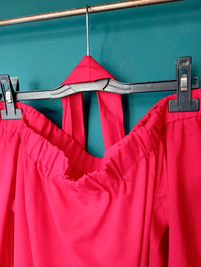 Robe d'été encolure bateau rouge cerise - photo numéro 4