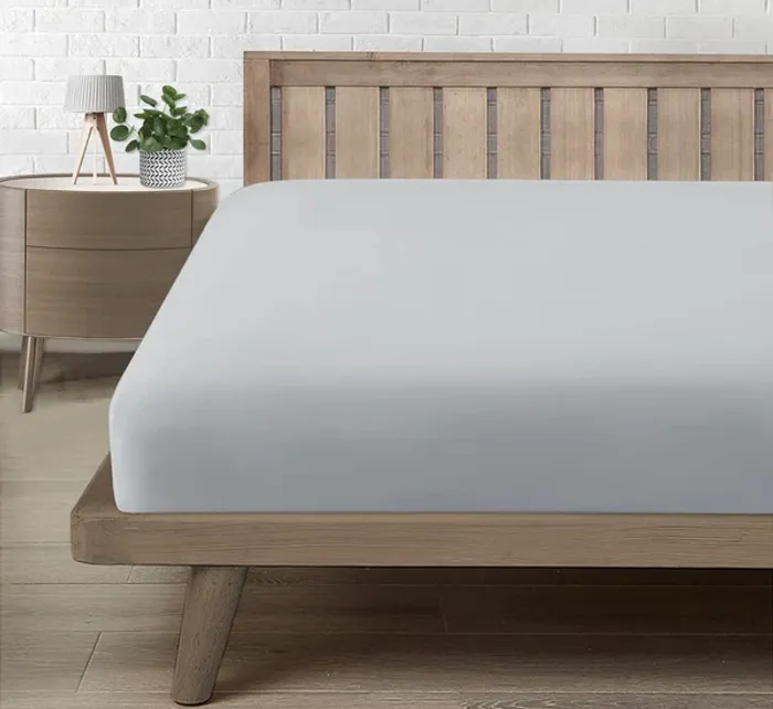 Drap-housse gris clair 140×190 cm +25 cm – 57 fils – 100 % coton Neuf - photo numéro 2