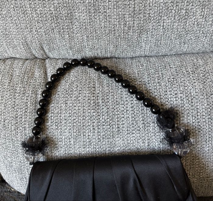 Sac à main pochette noir avec perle un jour ailleurs - photo numéro 2