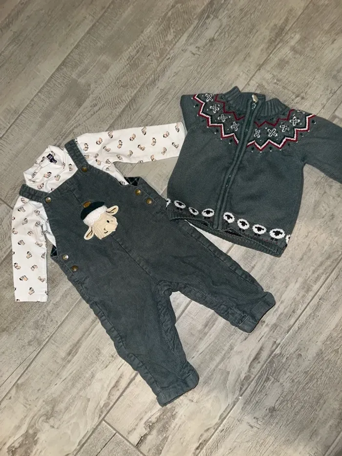 Salopette + body à col + gilet