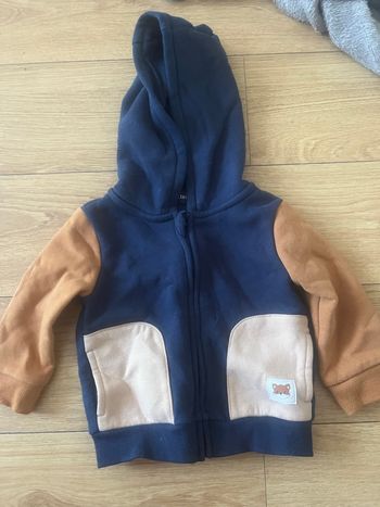 Gilet  garçon zippe à capuche 3couleurs in extenso 6 mois 