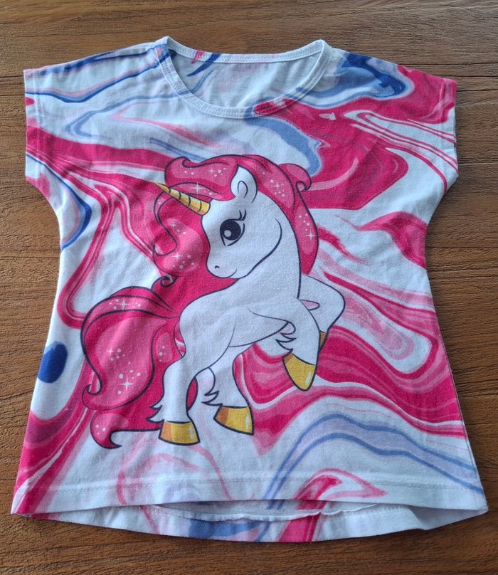 T-shirt licorne fille coloré manches courtes