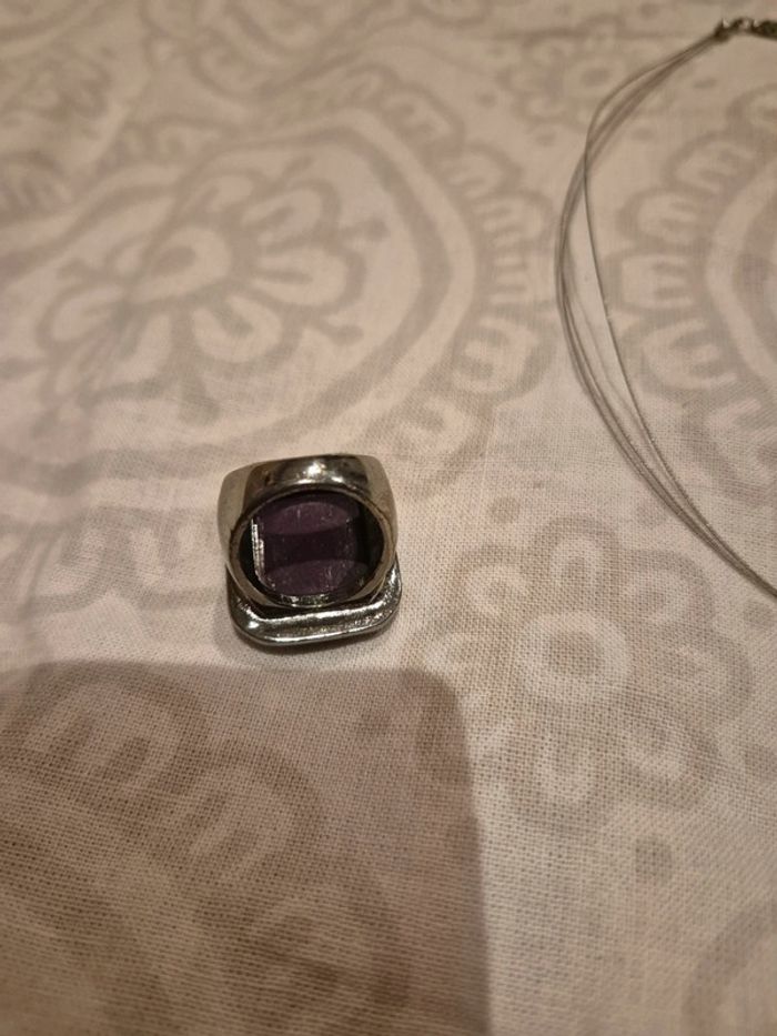 Collier et bague bordeaux - photo numéro 2