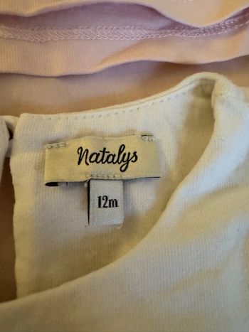 Lot de 2 t-shirts bébé fille - Natalys - Rose & blanc