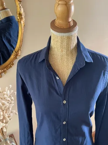 Chemise Zara Man à Manches Longues - Taille S - Bleu Marine